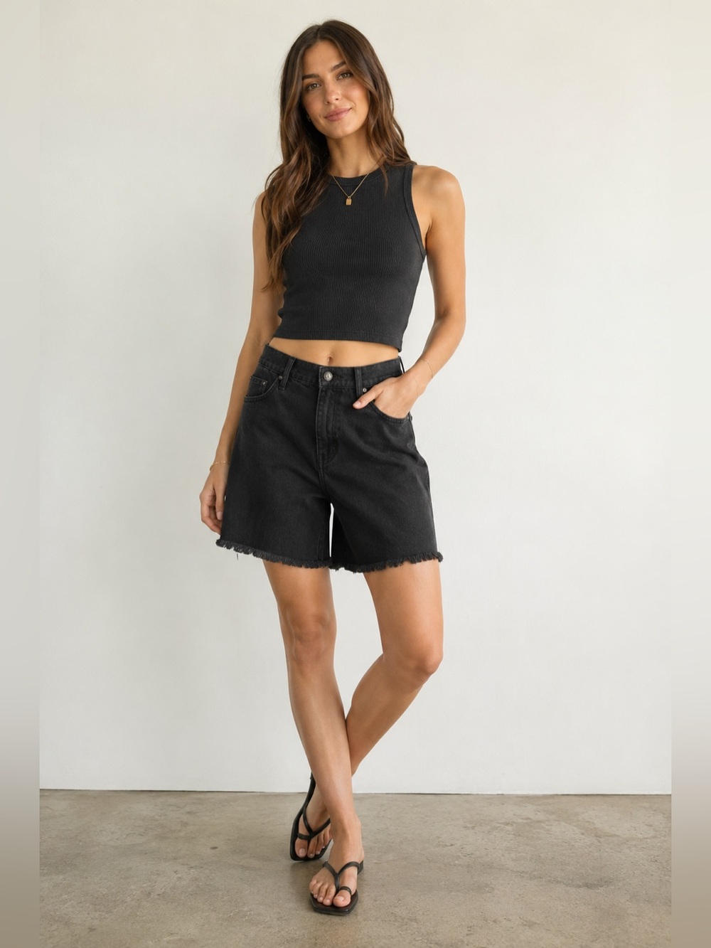 Seven7 Black Denim Bermuda Shorts Size 16